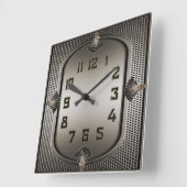 Horloge Carrée Art Déco Argent (Angle)