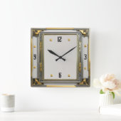 Horloge Carrée Art Déco Argent (Maison)