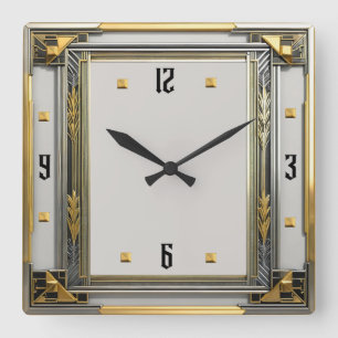 Horloge Carrée Art Déco Argent