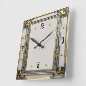 Horloge Carrée Art Déco Argent (Angle)