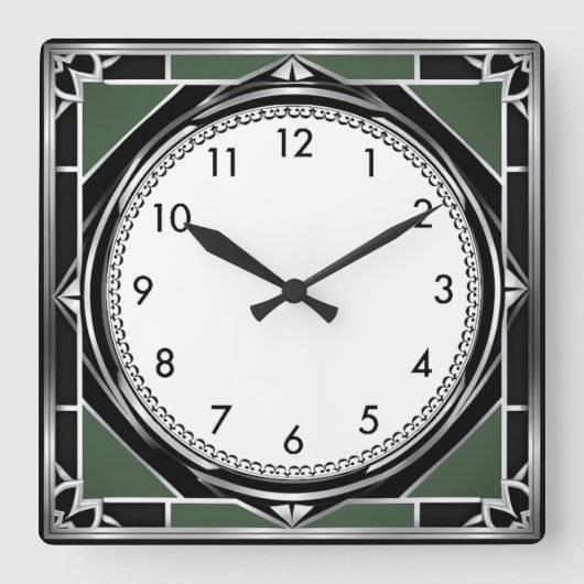 Horloge Carrée Art Déco Argent (Recto)