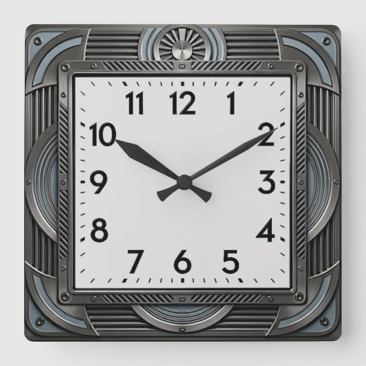 Horloge Carrée Art Déco Argent (Recto)