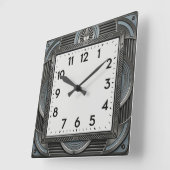 Horloge Carrée Art Déco Argent (Angle)