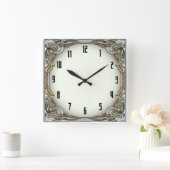 Horloge Carrée Art Déco Argent (Maison)