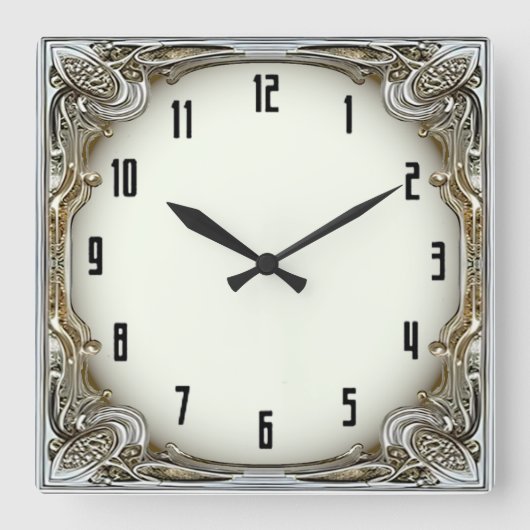 Horloge Carrée Art Déco Argent (Recto)