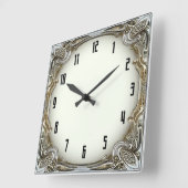 Horloge Carrée Art Déco Argent (Angle)