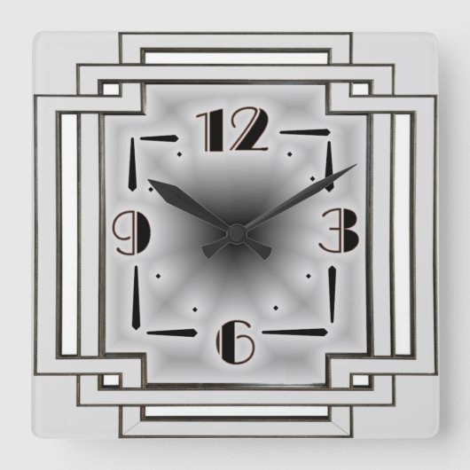 Horloge Carrée Art déco argenté (Recto)