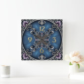 Horloge Carrée Art Déco argenté (Maison)
