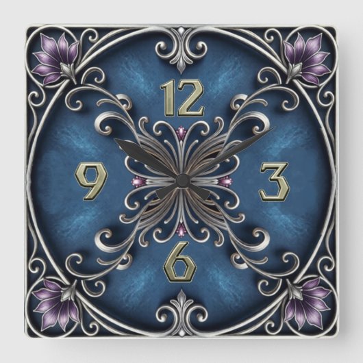 Horloge Carrée Art Déco argenté (Recto)