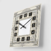 Horloge Carrée Art Déco Blanc (Angle)