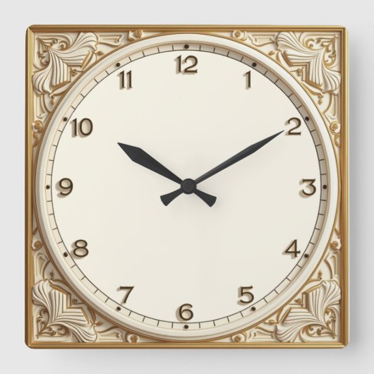 Horloge Carrée Art déco blanc (Recto)