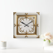 Horloge Carrée Art Déco Blanc (Maison)