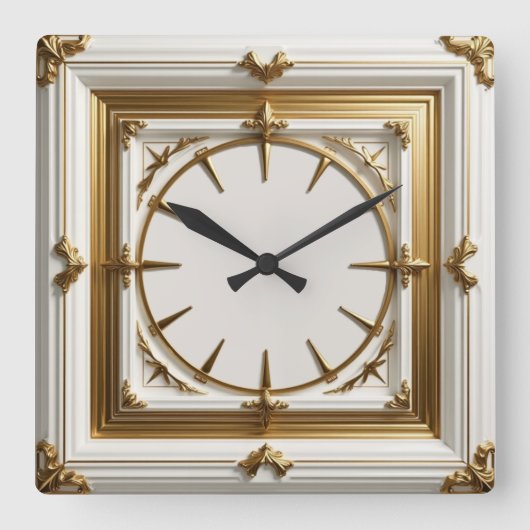 Horloge Carrée Art Déco Blanc (Recto)