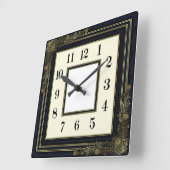 Horloge Carrée Art Déco Bleu (Angle)