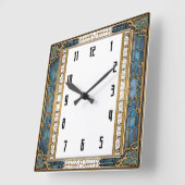 Horloge Carrée Art Déco Bleu (Angle)