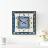 Horloge Carrée Art Déco Bleu (Maison)