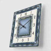 Horloge Carrée Art Déco Bleu (Angle)