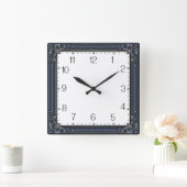 Horloge Carrée Art Déco Bleu (Maison)
