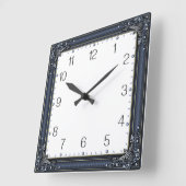 Horloge Carrée Art Déco Bleu (Angle)