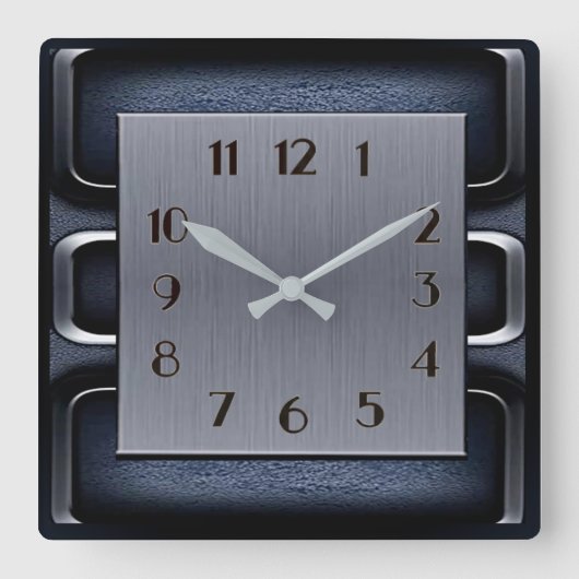 Horloge Carrée Art Déco Bleu (Recto)