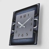 Horloge Carrée Art Déco Bleu (Angle)
