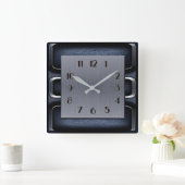 Horloge Carrée Art Déco Bleu (Maison)