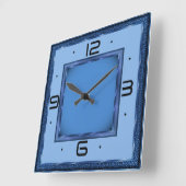 Horloge Carrée Art déco bleu (Angle)