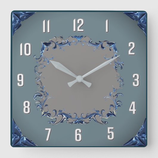 Horloge Carrée Art Déco bleu (Recto)