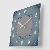 Horloge Carrée Art Déco bleu (Angle)
