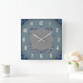 Horloge Carrée Art Déco bleu (Maison)