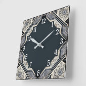 Horloge Carrée Art Déco Bleu (Angle)