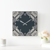 Horloge Carrée Art Déco Bleu (Maison)