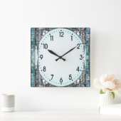 Horloge Carrée Art Déco Bleu (Maison)