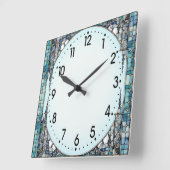 Horloge Carrée Art Déco Bleu (Angle)