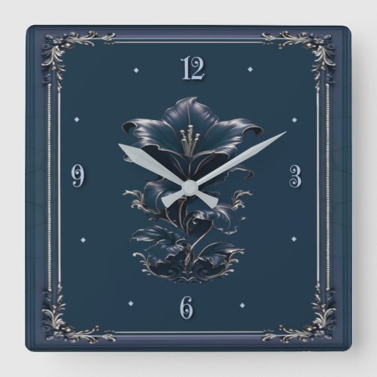 Horloge Carrée Art Déco bleu (Recto)