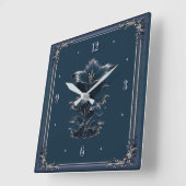 Horloge Carrée Art Déco bleu (Angle)