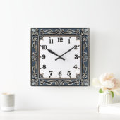 Horloge Carrée Art Déco Bleu (Maison)