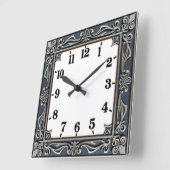 Horloge Carrée Art Déco Bleu (Angle)