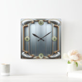 Horloge Carrée Art Déco Bleu (Maison)