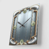 Horloge Carrée Art Déco Bleu (Angle)