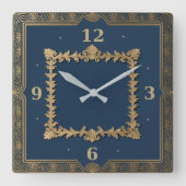 Horloge Carrée Art Deco blue (Recto)