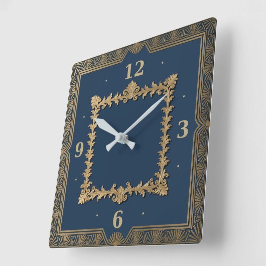 Horloge Carrée Art Deco blue (Angle)