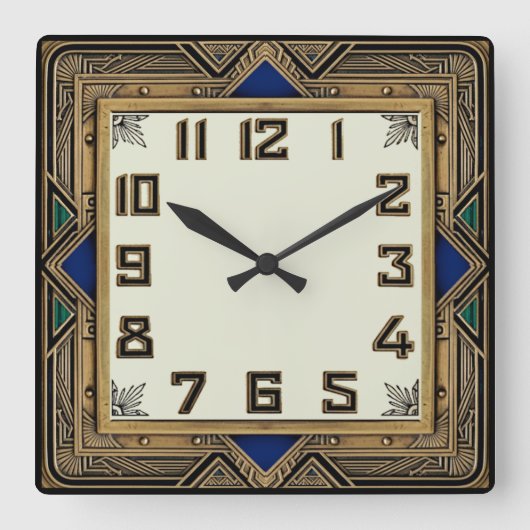 Horloge Carrée Art Déco Bronze (Recto)