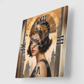 Horloge Carrée Art déco Damsel AI Concept Art by Xzendor7 (Angle)