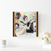 Horloge Carrée Art Deco Design Clock by Dodo (Maison)