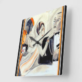 Horloge Carrée Art Deco Design Clock by Dodo (Angle)