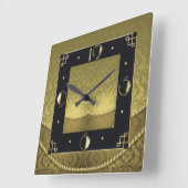 Horloge Carrée Art déco doré (Angle)