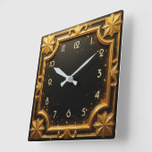Horloge Carrée Art déco doré (Angle)
