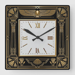 Horloge Carrée Art Déco Égyptien