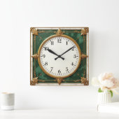 Horloge Carrée Art Déco élégant (Maison)